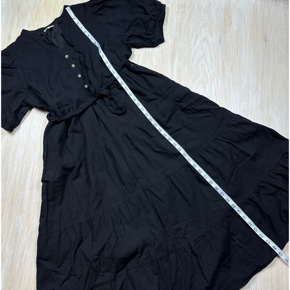 Baltic Born Black Maxi Dress 1XL Puff Sleeve Tiered Cottagecore Romantic Praire - Picture 10 of 13